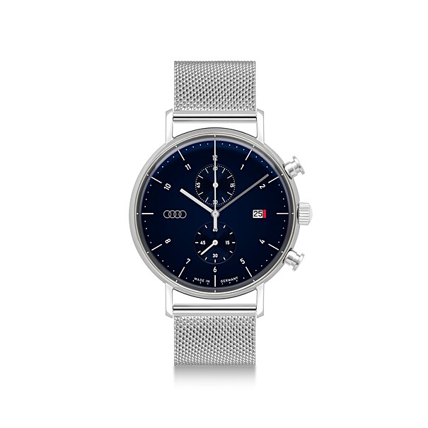 Horloge, Audi chronograaf zilver/nachtblauw