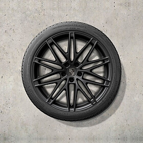 Porsche 22 inch RS Spyder Design complete winterwielenset volledig zwart gespoten (zijdeglans)