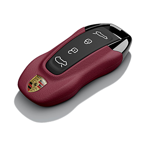Porsche Autosleutel kapjes leder bordeauxrood