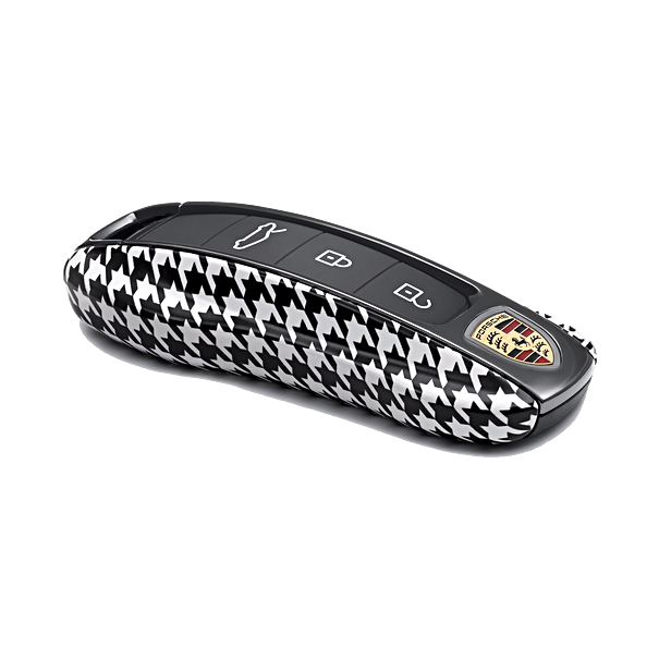 Porsche Autosleutel kapjes gespoten in Pepita design