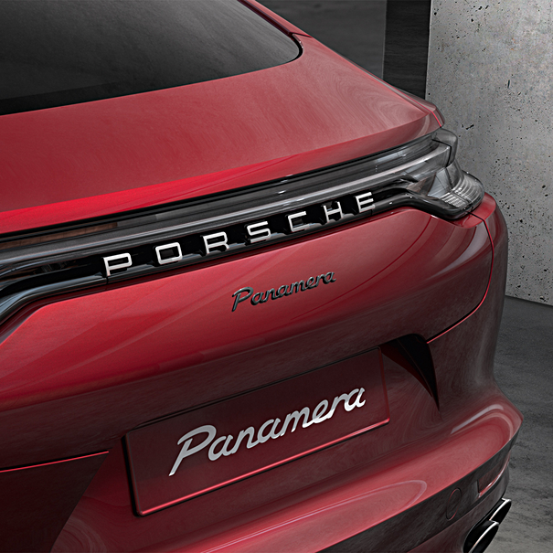 Porsche Embleem hoogglans zwart 'Panamera GTS'