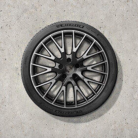 Porsche 21-inch Panamera Exclusive Design complete winterwielenset, zwart (hoogglans) met glanzende voorvlak