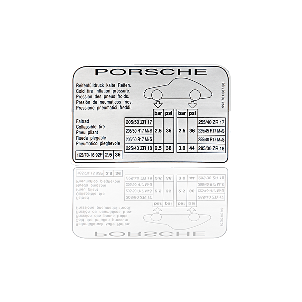 Sticker 'bandenspanning' - Porsche 993 Carrera S