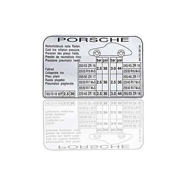 Sticker 'bandenspanning' - Porsche 993 Coupé, Cabrio en Targa