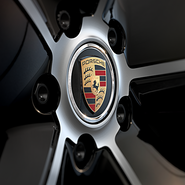 Porsche Naafdoppen zwart met gekleurd logo