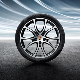 Porsche 21 inch Cayenne Exclusive Design zwart (hoogglans) complete zomerset voor Cayenne E3