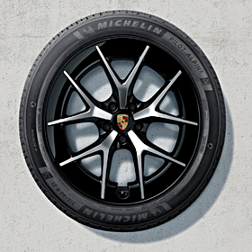 Porsche 21-inch RS Spyder Design complete set winterwielen, gelakt in zwart (hoogglans) met glanzende voorvl