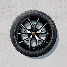 Porsche 21-inch RS Spyder Design complete set winterwielen, gelakt in zwart (hoogglans) met glanzende voorvl