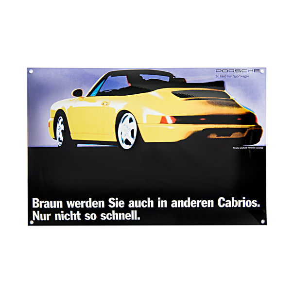 Porsche Emaille schild - 964 Cabriolet - Snel bruin worden