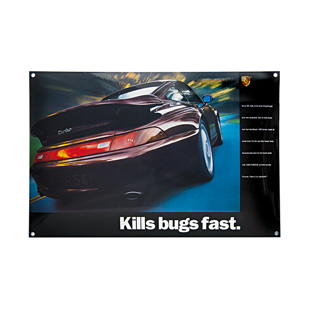 Porsche Emaille schild - 993 Kills bugs fast