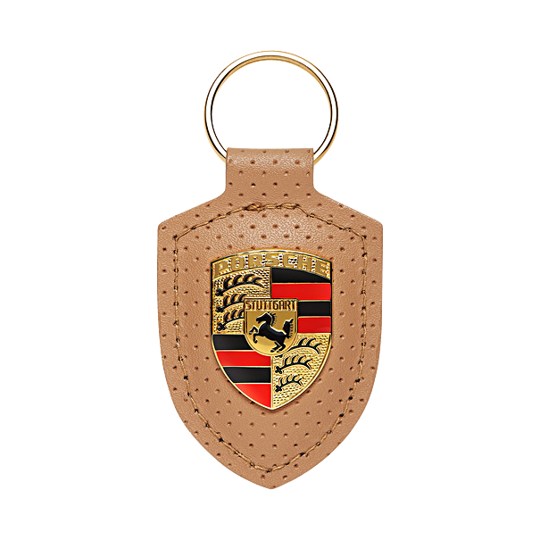 Lederen sleutelhanger Porsche embleem, Heritage collectie