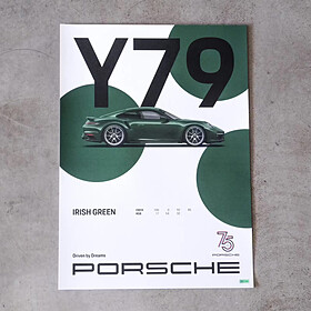 Poster-Set vierdelig, Limited Edition, 75Y Porsche Sports Cars collectie