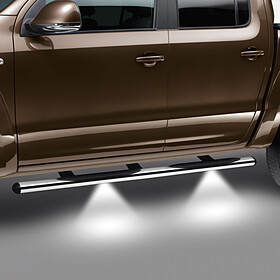 Volkswagen RVS sidebars Amarok, gepolijst met steps en LED verlichting